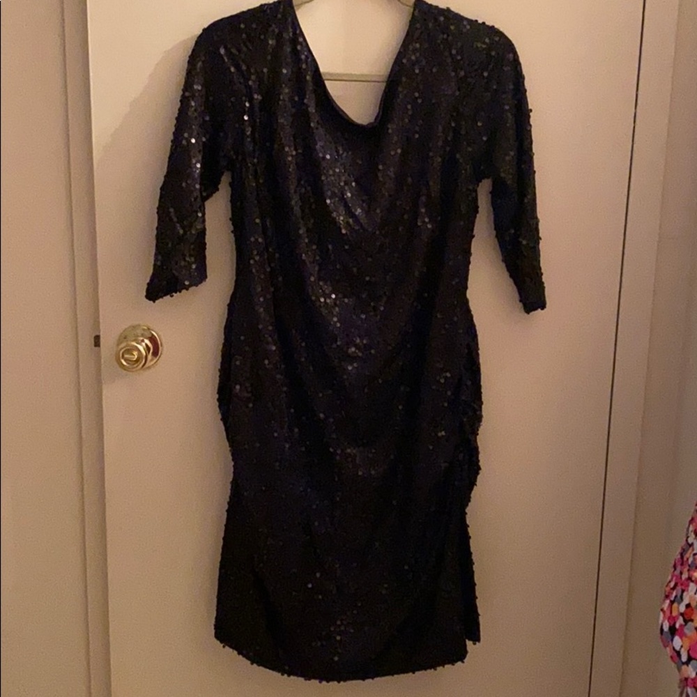David’s Bridal cowl-back sequin dress